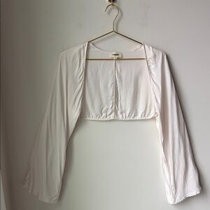 L'AGENCE Bell Sleeve Shrug in Ivory Quiet Luxury Satiny Date Night Boho Size M